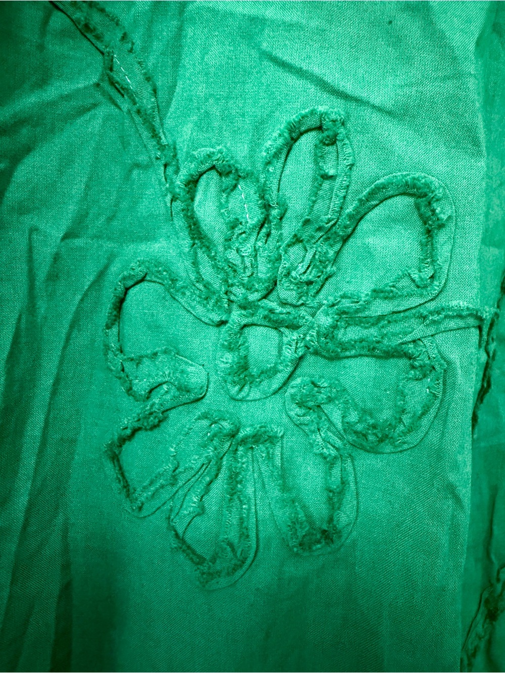 Cherrybetty Green 100% Cotton Embroidered Floral Ruffle Blouse Size Large - Picture 6 of 8